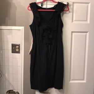 Black zipper dress with ruffle and pockets